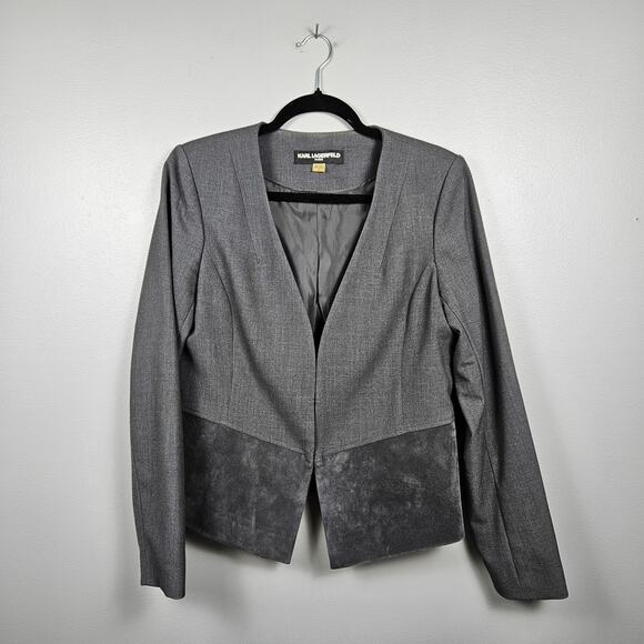 Karl Lagerfeld Paris Jackets & Blazers - Karl Lagerfeld Paris Gray Two Texture Career Blazer Jacket Stretch Womens 10